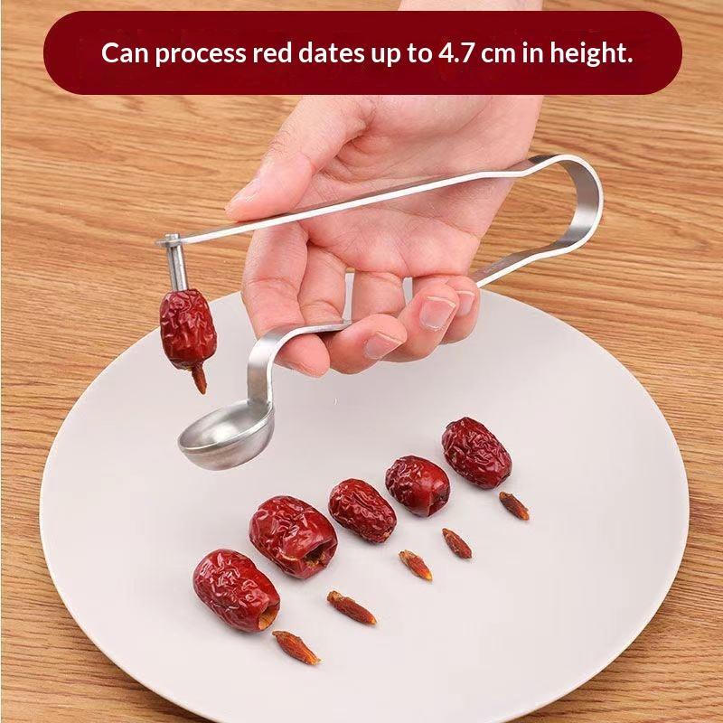 Kitchen Gadgets Tools - Stainless Steel Date Pitter Tool Red