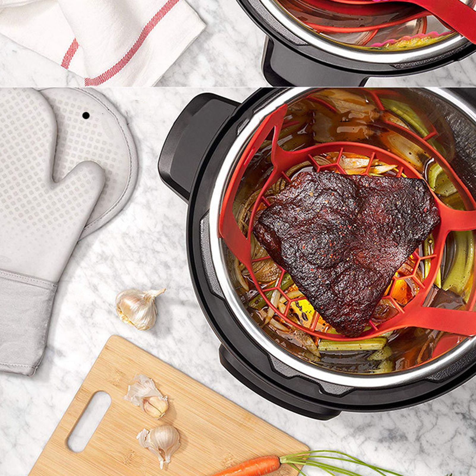 4pcs Set Silicone Kitchen Tool - Silicone Steamer Basket 评论和价格