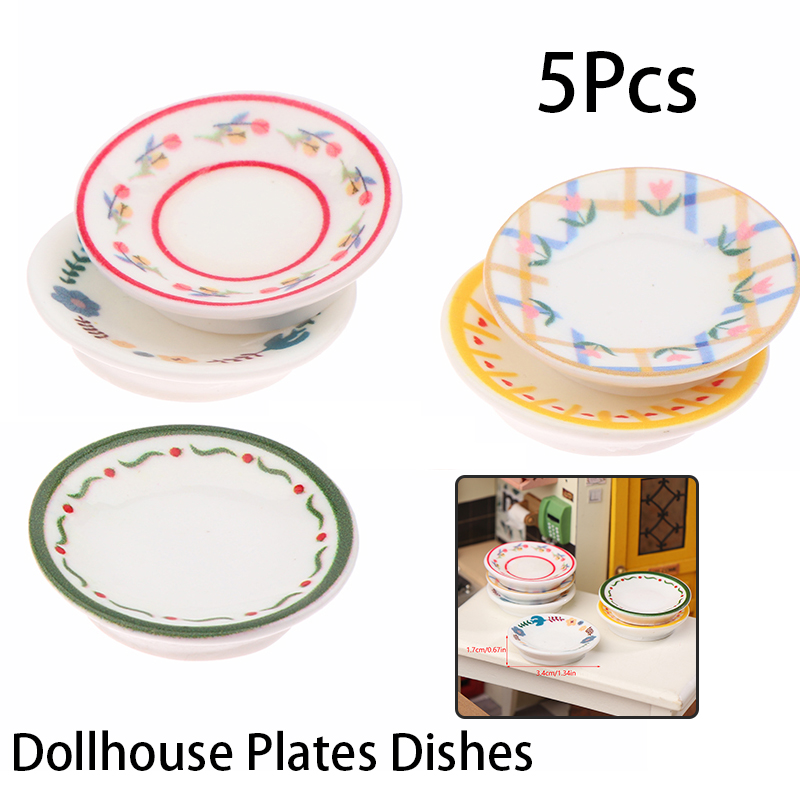 5Pcs 1/12 Dollhouse Mini Plate - Kitchen Gadgets Plus 评论和价格
