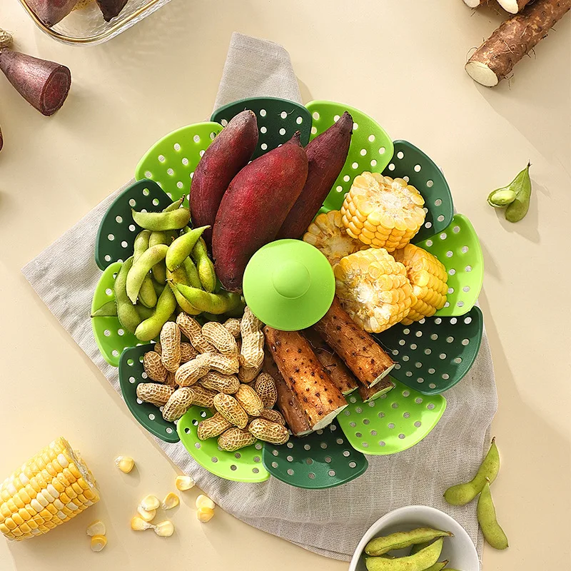 Folding Food Steamer Vegetable - Silicone Steamer Basket 评论和价格