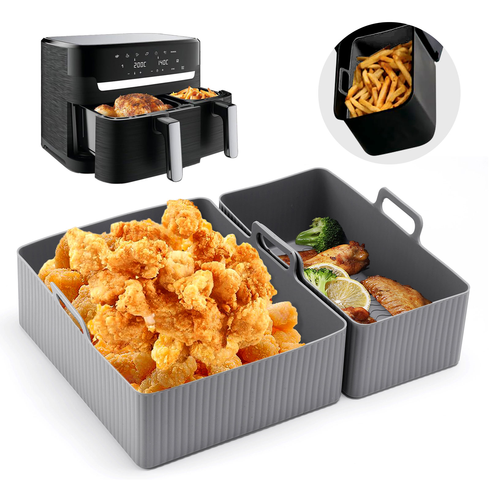 2pcs Set Silicone Air Fryer Ma - Silicone Steamer Basket 评论和价格
