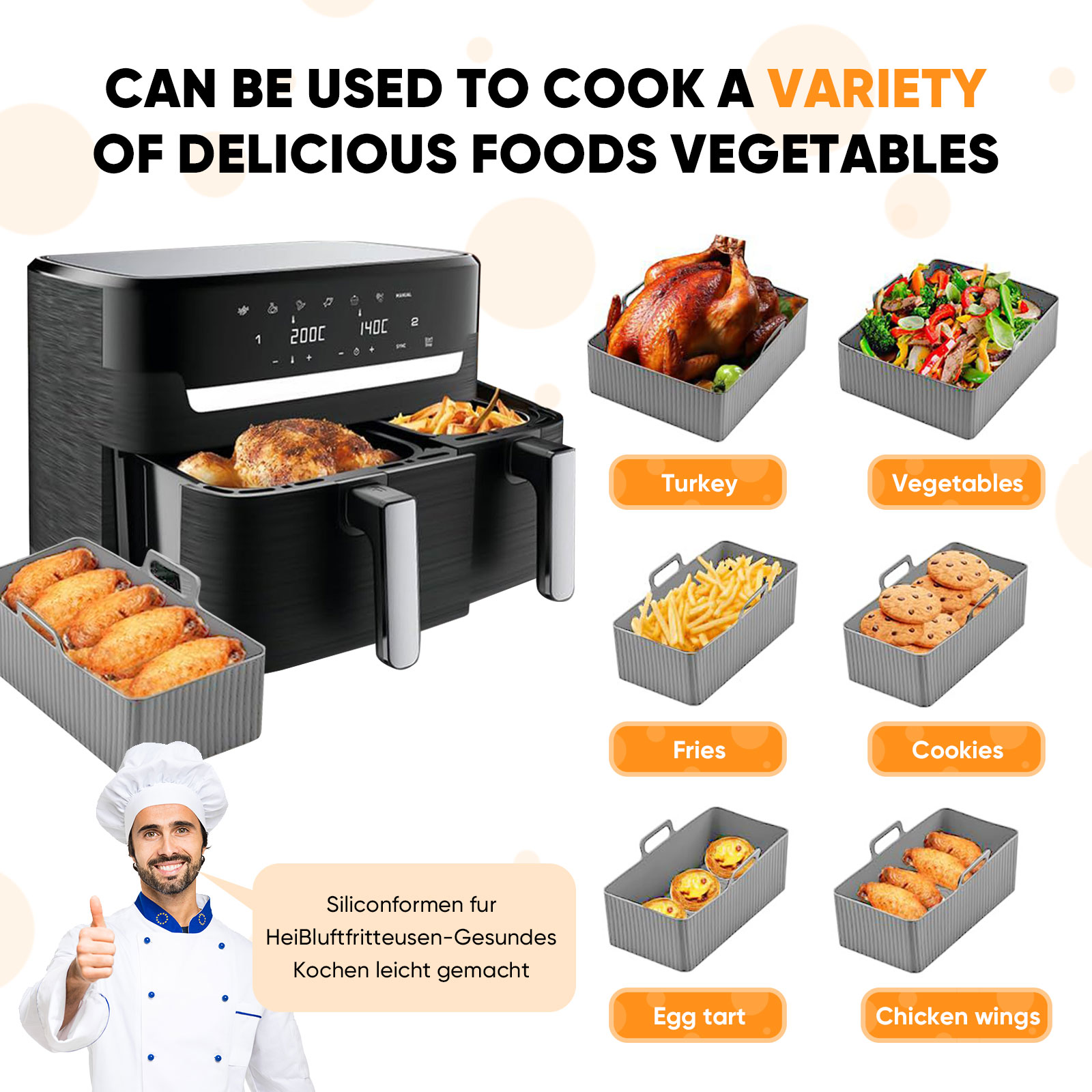 2pcs Set Silicone Air Fryer Ma - Silicone Steamer Basket 评论和价格