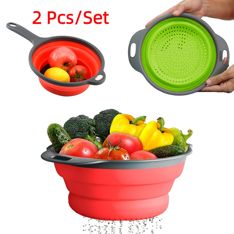 2 Pcs/Set Foldable Silicone Co - Silicone Steamer Basket 评论和价格